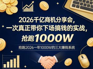 2026千亿商机分享会，一次真正带你下场搞钱的实战，抢跑2026一年1000W的三大賺钱系统-木子聊项目