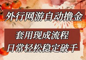 外行网游全自动撸金，套用现成流程，日常轻松稳定破千【揭秘】-木子聊项目