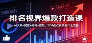 排名视界爆款打造课：AI文案+配音+剪辑+变现，TOP盘点视频制作全流程-木子聊项目