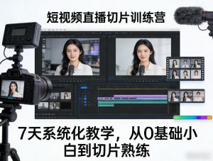 短视频直播切片训练营，7天系统化教学，从0基础小白到切片熟练-木子聊项目