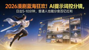 2026漫剧红利实锤！ AI 提示词控分镜， 普通人也能轻松月入过万-木子聊项目