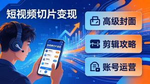 短视频切片变现速成班2.0:高级封面+剪辑攻略+账号运营,0基础小白快速入局副业-木子聊项目