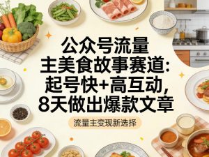 公众号流量主之美食故事赛道,起号快+高互动,8天就能做出爆款文章-木子聊项目