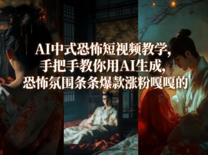 AI中式恐怖短视频教学,手把手教你用AI生成,恐怖氛围条条爆款涨粉嘎嘎的-木子聊项目