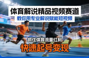 体育解说精品视频赛道，教你用专业解说赋能短视频，抓住体育流量红利，快速起号变现-木子聊项目
