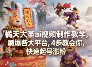 橘天大圣ai视频制作教学，刷爆各大平台，4步教会你，快速起号涨粉-木子聊项目