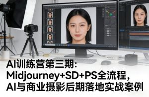 AI训练营第三期:Midjourney+SD+PS全流程,AI与商业摄影后期落地实战案例-木子聊项目