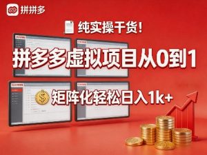 纯实操干货!拼多多虚拟项目从0到1,矩阵化轻松日入1k+【揭秘】-木子聊项目