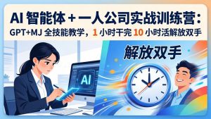 AI 智能体 + 一人公司实战训练营:GPT+MJ 全技能教学,1 小时干完 10 小时活解放双手-木子聊项目