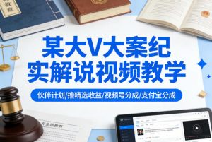 某大V大案纪实解说视频教学,可做伙伴计划、撸精选收益,视频号和支付宝分成计划均可-木子聊项目
