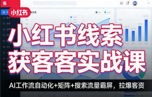 小红书线索获客实战课,AI工作流自动化+矩阵+搜索流量霸屏,拉爆客资-木子聊项目