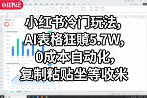 小红书冷门玩法，AI表格狂賺5.7W，0成本自动化，复制粘贴坐等收米-木子聊项目