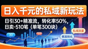 日入千米的私域新玩法：日引30＋精准流，转化率50%，日卖5-10笔(单笔300米)-木子聊项目