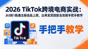 2026TikTok跨境电商实战:从0到1跑通注册选品上架,出单发货回款全流程手把手教学-木子聊项目