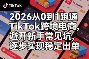 2026从0到1跑通TikTok跨境电商,避开新手常见坑,逐步实现稳定出单-木子聊项目