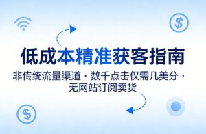 低成本精准获客指南,用非传统流量渠道,实现数千点击仅需几美分,不用网站也能搞订阅卖货-木子聊项目