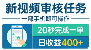 新视频审核任务，一部手机即可操作，20秒完成一单，日收益4张+【揭秘】-木子聊项目