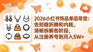 2026小红书饰品单品带货:告别瞎折腾和内耗,清晰拆解各阶段,从注册养号到月入5W+-木子聊项目