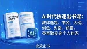 AI时代7天闪电出书课:教你选题、书名、大纲、润色、封面、预售,零基础变身个人作家-木子聊项目