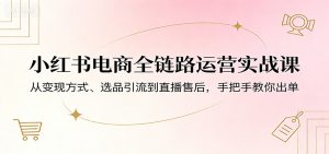 小红书电商全链路运营实战课:从变现方式、选品引流到直播售后,手把手教你出单-木子聊项目