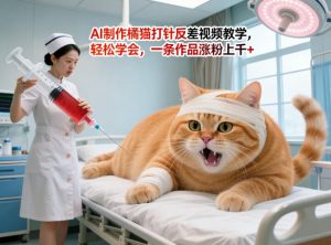 AI制作橘猫打针反差视频教学，轻松学会，一条作品涨粉上千+-木子聊项目