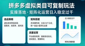 拼多多虚拟类目可复制玩法,实操落地,矩阵化日入稳定过千【揭秘】-木子聊项目