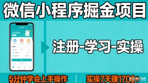 微信小程序掘金项目,项目很简单,5分钟就能学会上手操作,实操7天賺了1700+【揭秘】-木子聊项目