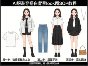 AI服装穿搭白背景look图SOP教程，不用会画画，提几句具体要求，AI就能还你一个奇迹-木子聊项目