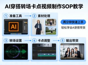 AI穿搭转场卡点视频制作SOP教学,两分钟快速上手,轻松学会AI穿搭带货-木子聊项目