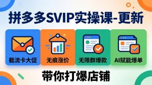 拼多多SVIP实操课-26年4月,截流卡大促+无痕涨价+无限群爆款+AI赋能爆单新玩法,带你打爆店铺-木子聊项目