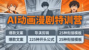 AI动画漫剧特训营:爆款文案+导演剪辑:225种开头公式+25种衔接模板,两小时剪电影级大片-木子聊项目