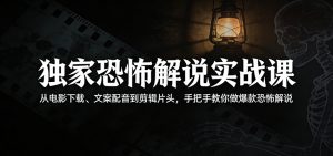 独家恐怖解说实战课:从电影下载、文案配音到剪辑片头,手把手教你做爆款恐怖解说-木子聊项目