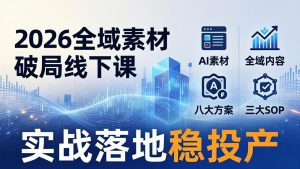 2026全域素材破局线下课：AI素材+全域内容+八大方案+三大SOP，实战落地稳投产-木子聊项目