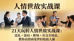 21 天玩转人情世故实战课:送礼 + 饭局 + 职场 + 社交全场景,教你高情商处世轻松拓人脉-木子聊项目