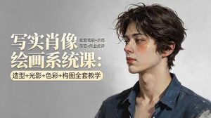 写实肖像绘画系统课:造型+光影+色彩+构图全套教学,配套笔刷+示范+作业点评-木子聊项目
