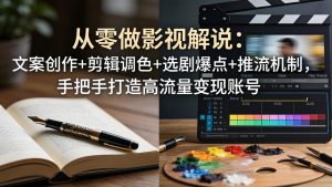 从零做影视解说:文案创作+剪辑调色+选剧爆点+推流机制,手把手打造高流量变现账号-木子聊项目