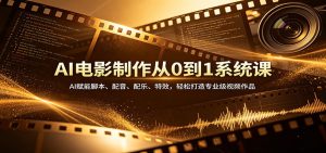 AI电影制作从0到1系统课:AI赋能脚本、配音、配乐、特效,轻松打造专业级视频作品-木子聊项目