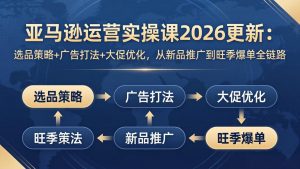 亚马逊运营实操课2026更新:选品策略+广告打法+大促优化,从新品推广到旺季爆单全链路-木子聊项目