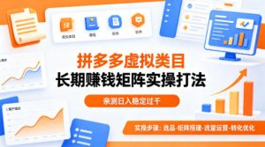 做拼多多虚拟类目想长期賺钱?这套矩阵实操打法,亲测日入稳定过千【揭秘】-木子聊项目