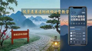 风景类赛道短视频运营教学:诗词文学中式美学,新号养号对标账号定位,DOU+高性价比投放全流程-木子聊项目