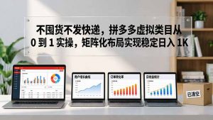 不囤货不发快递，拼多多虚拟类目从 0 到 1 实操，矩阵化布局实现稳定日入 1K-木子聊项目