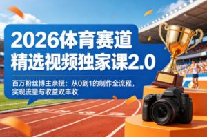 2026体育赛道精选视频独家课2.0，百万粉丝博主亲授：从0到1的制作全流程，实现流量与收益双丰收-木子聊项目
