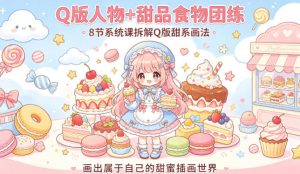 Q版人物+甜品食物团练,8节系统课拆解Q版甜系画法,画出属于自己的甜蜜插画世界-木子聊项目