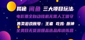 闲鱼三种玩法 全自动电影票 售卖游戏账号 爆品选品库训练营-木子聊项目