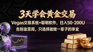 3天学会黄金交易,Vegas交易技术+聪明软件,日赚50-100U-木子聊项目