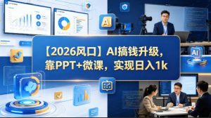 【2026风口】AI搞钱升级,靠PPT+微课,实现日入1k-木子聊项目