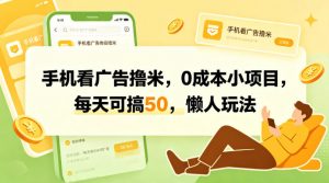 手机看广告撸米，0成本小项目，每天可搞50，懒人玩法-木子聊项目