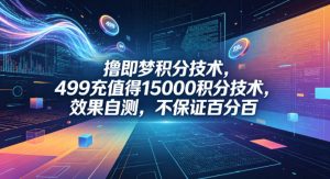 撸即梦积分技术，499充值得15000积分技术，效果自测，不保证百分百-木子聊项目