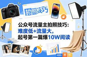 公众号流量主之拍照技巧赛道,难度低+流量大,起号第一篇就爆了10w阅读-木子聊项目