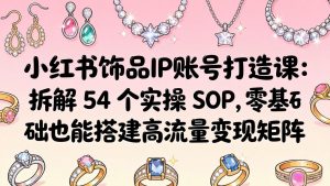小红书饰品IP账号打造课:拆解 54 个实操 SOP,零基础也能搭建高流量变现矩阵-木子聊项目